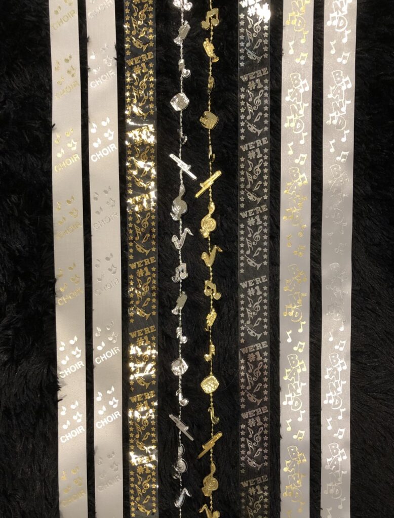 Clear & Gold Metallic Music Ribbon 1 Yard – Homecoming Supplies