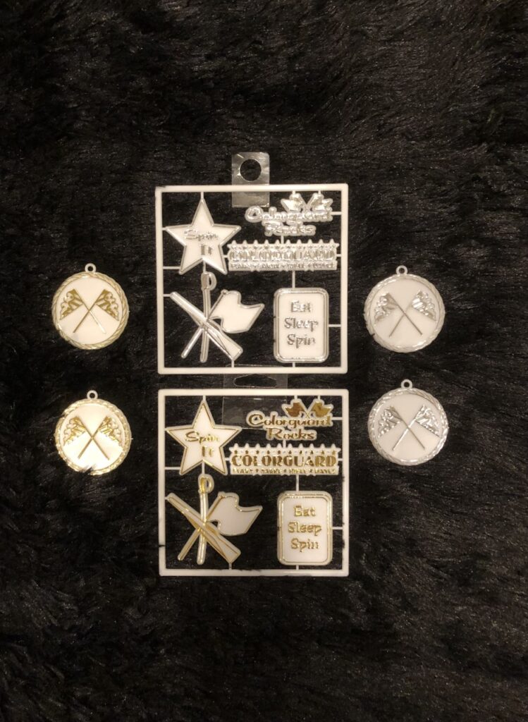 White/Silver Colorguard Emblem Set With 5 Pop Out Emblems - Homecoming ...