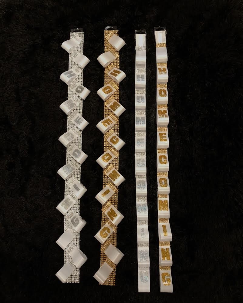 Gold 2” Rhinestone Ribbon With Loop Strands & “Homecoming” Stickers –  Homecoming Supplies