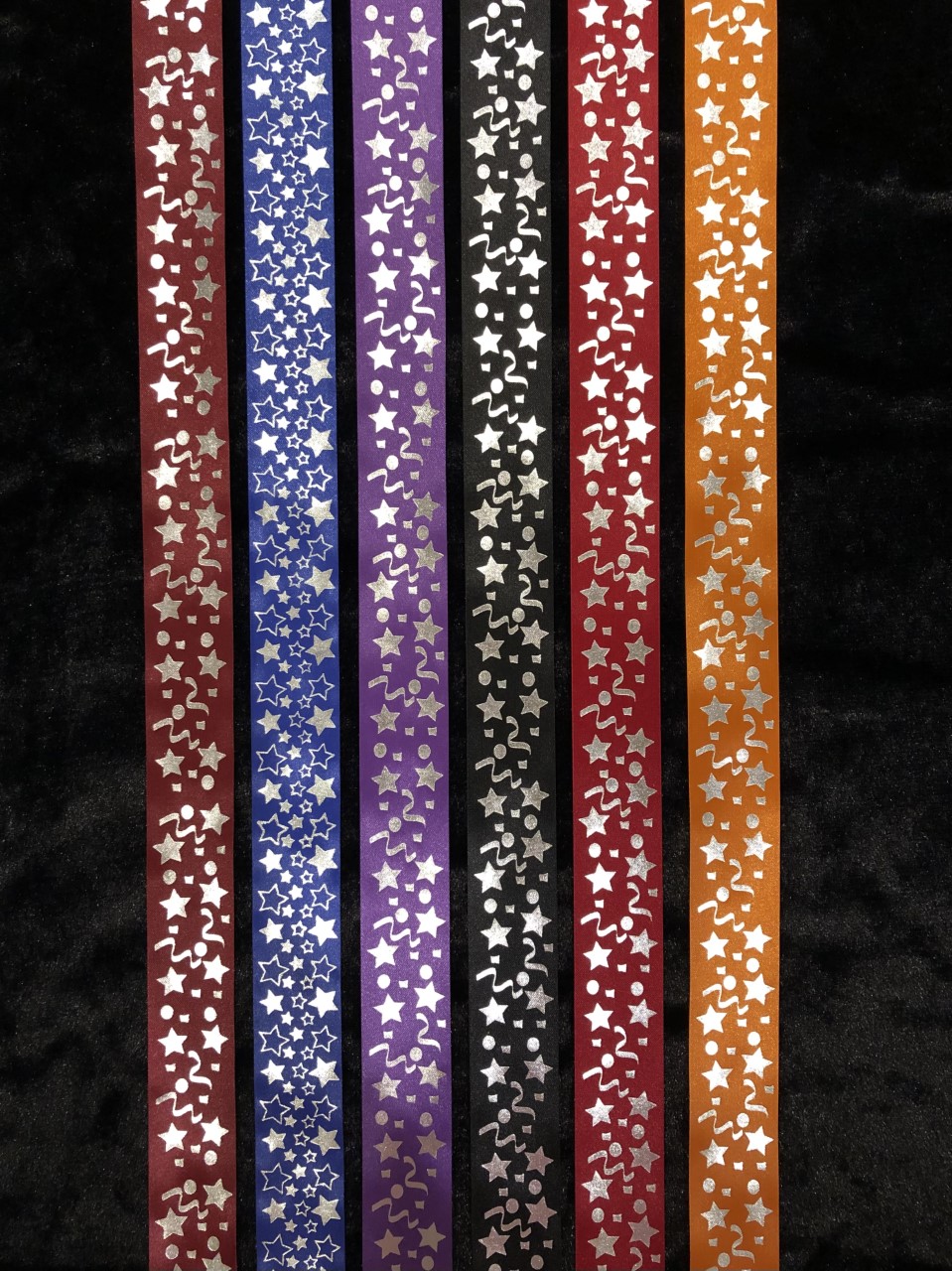 ROYAL BLUE 1.5” RIBBON WITH SILVER METALLIC STARS 1 YARD