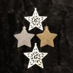 4” white glitter swirl stars 2 pack