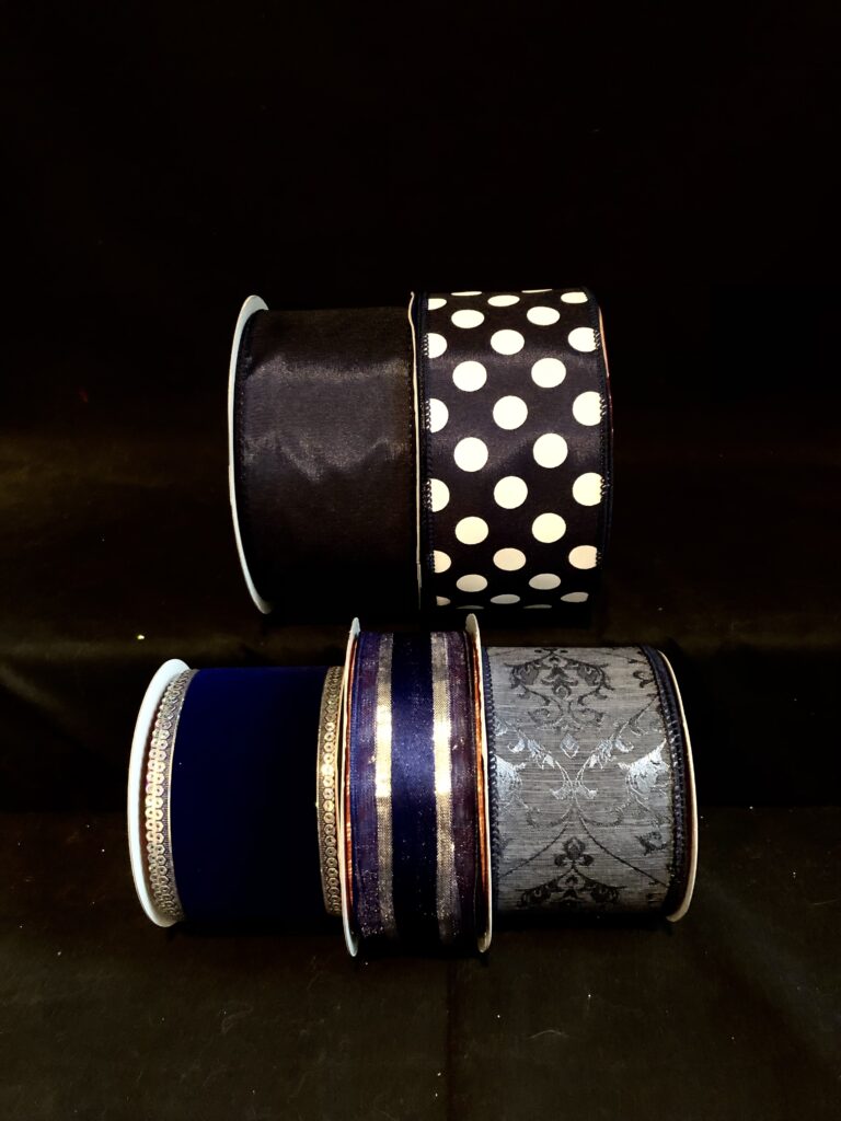 NAVY BLUE 2 5 RIBBON WITH WHITE POLKA DOTS Homecoming Supplies navy-blue-2-5-ribbon-with-white-polka-dots-homecoming-supplies
