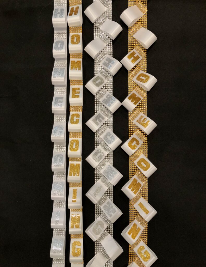 SILVER RHINESTONE RIBBON 32” WITH SILVER GLITTER HOMECOMING ...