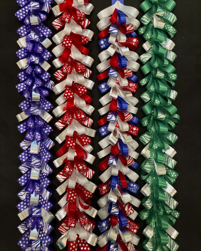 RED & SILVER METALLIC/GLITTER CRAZY LOOP STRANDS ARE 32” LONG ...